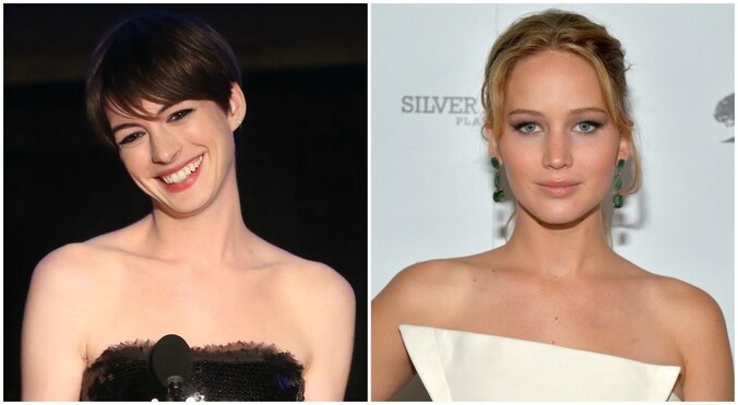 Of ze zullen winnen, weten we niet, maar de huid van Anne Hathaway en Jennifer Lawrence zal sowieso stralen.