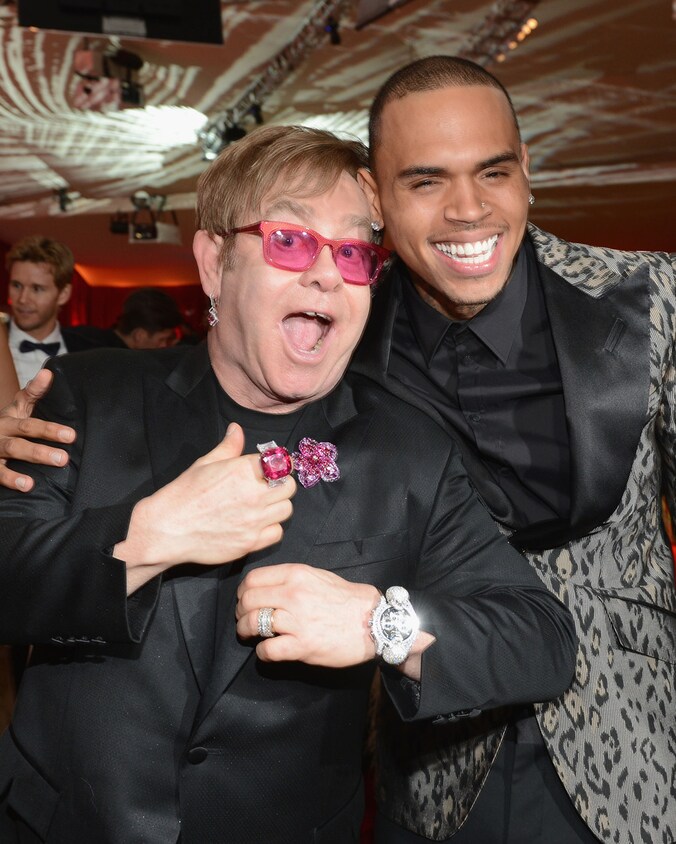 Chris Brown met Elton John.
