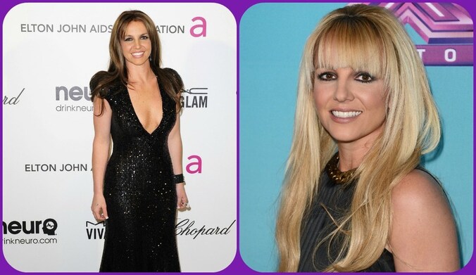 Britney Spears straalde afgelopen zondag als brunette op Elton Johns afterparty.