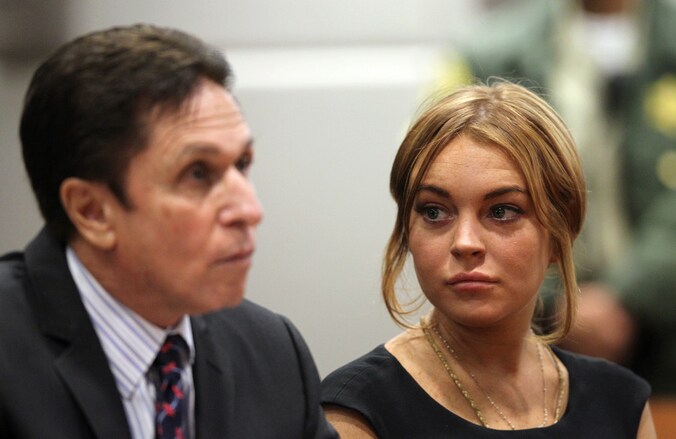 Lindsay Lohan in de rechtszaal.