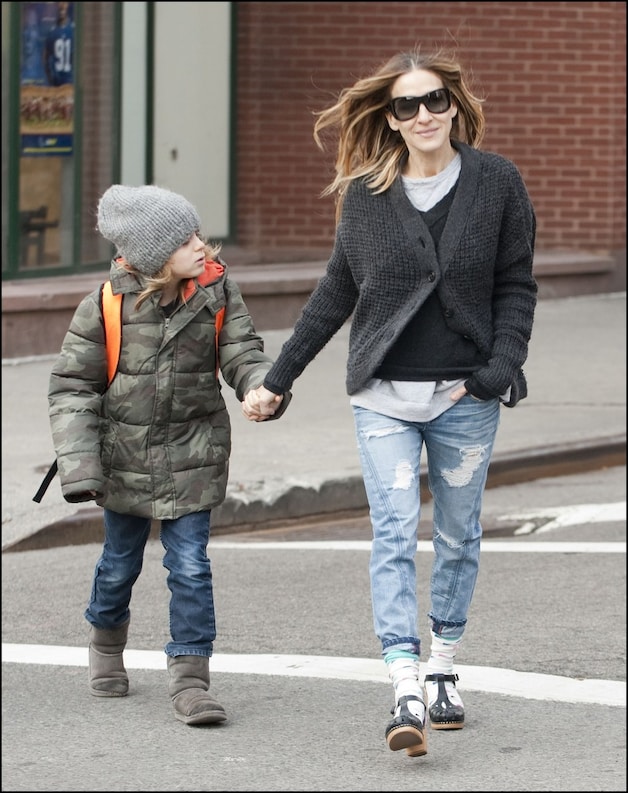 Sarah Jessica Parker met zoon James in New York.