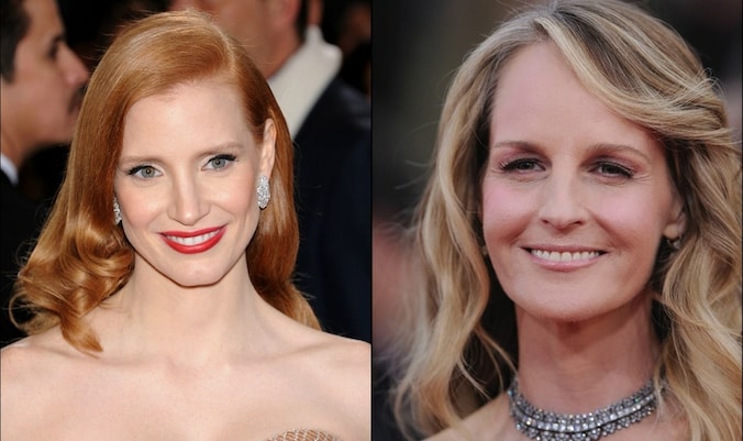 Actrices Jessica Chastain en Helen Hunt vielen zondag buiten de prijzen en mogen binnenkort experimenteren met de 'vampierenfacelift'.