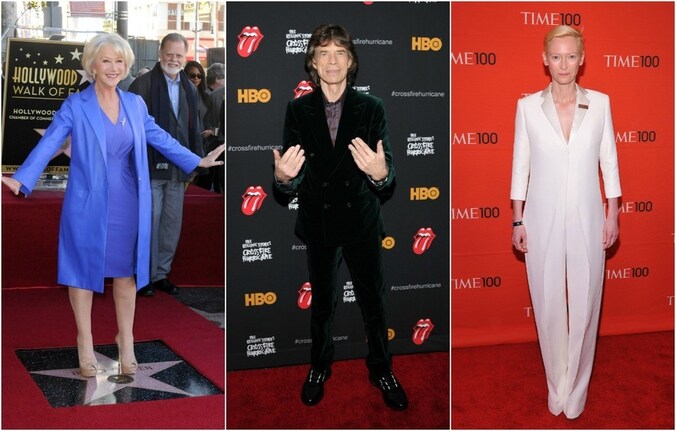 Helen Mirren, Mick Jagger en Tilda Swinton.