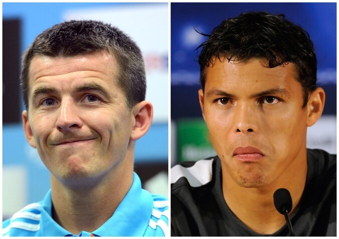Joey Barton (l) en Thiago Silva.