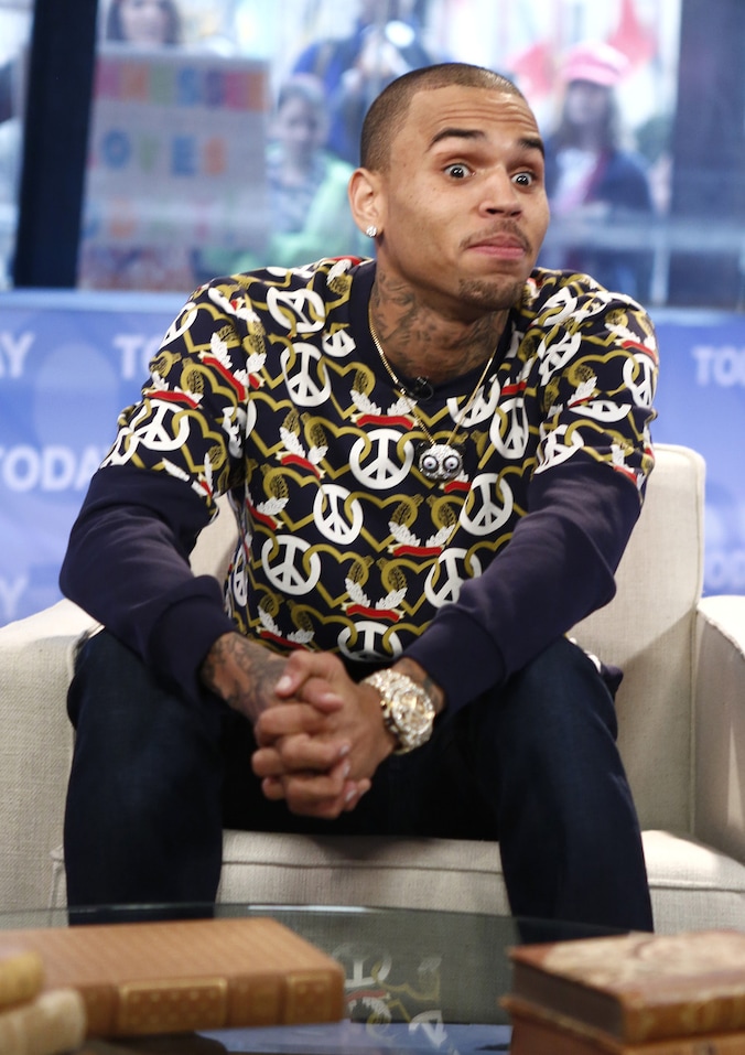 Chris Brown tijdens de NBC 'Tonight'-show op 1 april.
