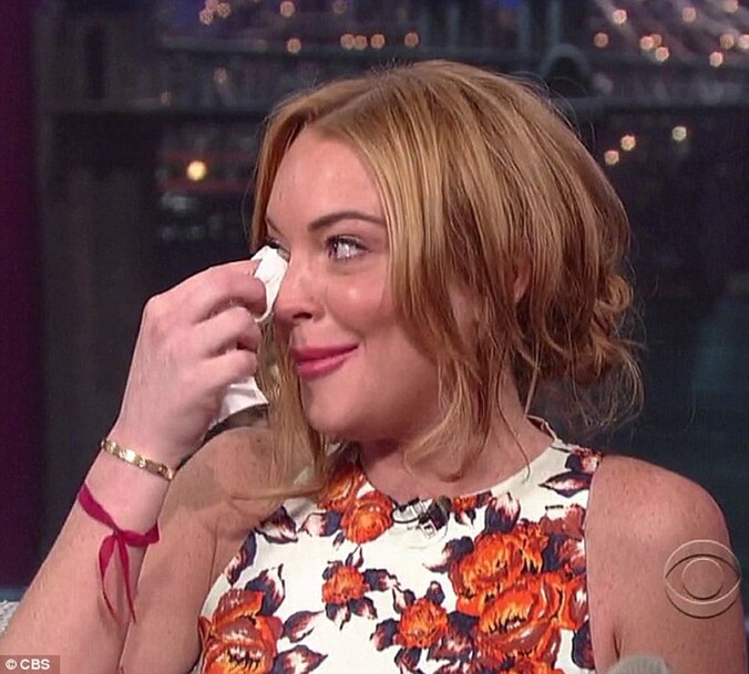 Lindsay hield het niet droog tijdens het interview met Letterman.