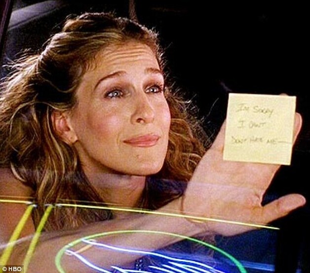 Post-it-scène uit 'Sex and the City'