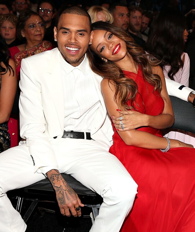 Riri en Chris Brown dolverliefd op de Grammy's in februari.