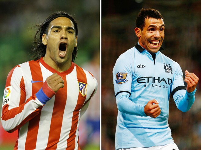 Radamel Falcao en Carlos Tevez.
