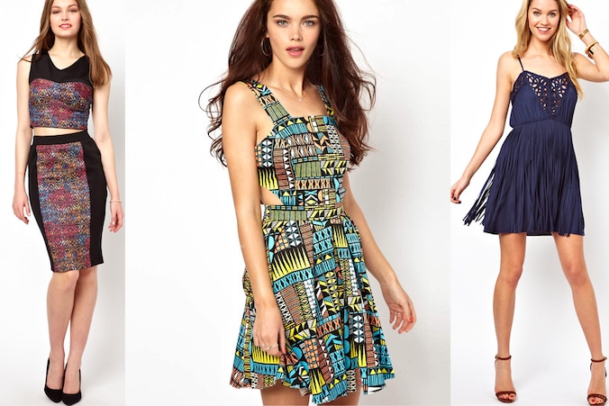 Kort topje, jurkje met uitsparingen en franjejurk bij Asos.com