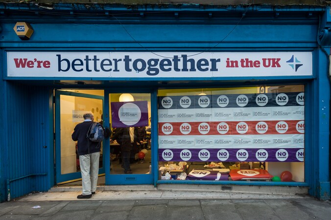 Een kantoor van de 'Better Together'-campagne die bij het vorige referendum tegen de Schotse onafhankelijkheid was.