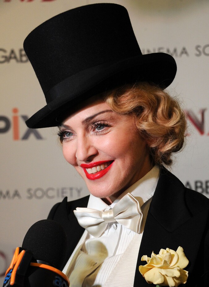 Madonna afgelopen week in New York bij de première van de concertfilm over haar MDNA-tournee.
