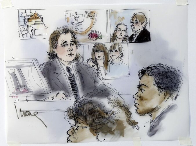 Zoon Prince Jackson tijdens zijn verklaring in de rechtszaal.