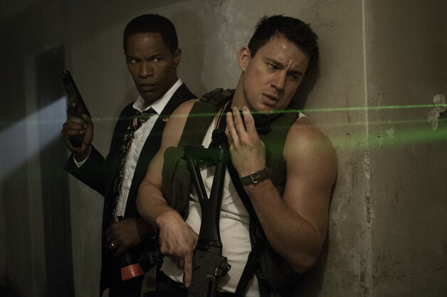 Channing Tatum als stoere veiligheidsagent in zijn nieuwste film, 'White House Down'.