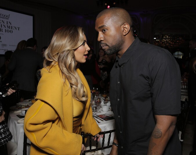 Kim Kardashian en echtgenoot Kanye West vorige week tijdens een ontbijt voor belangrijke vrouwen in de entertainmentsector.