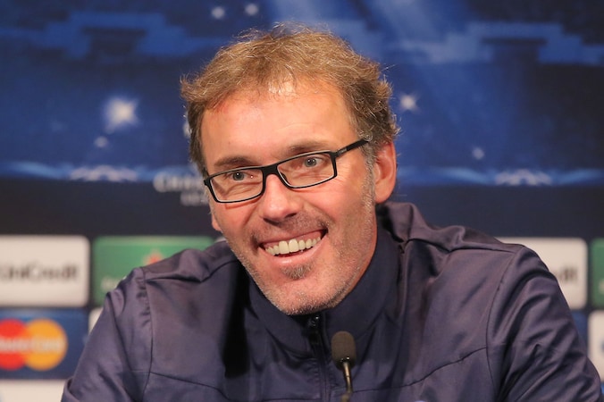 Laurent Blanc op een persconferentie.