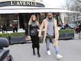 Kim Kardashian en Kanye West gisteren in Parijs