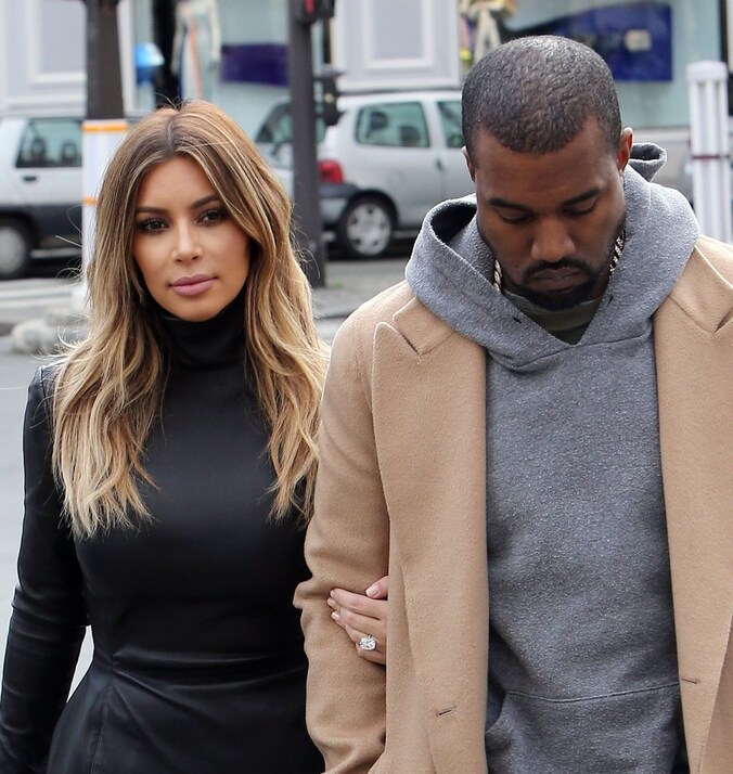 Kim Kardashian en haar verloofde Kanye West.