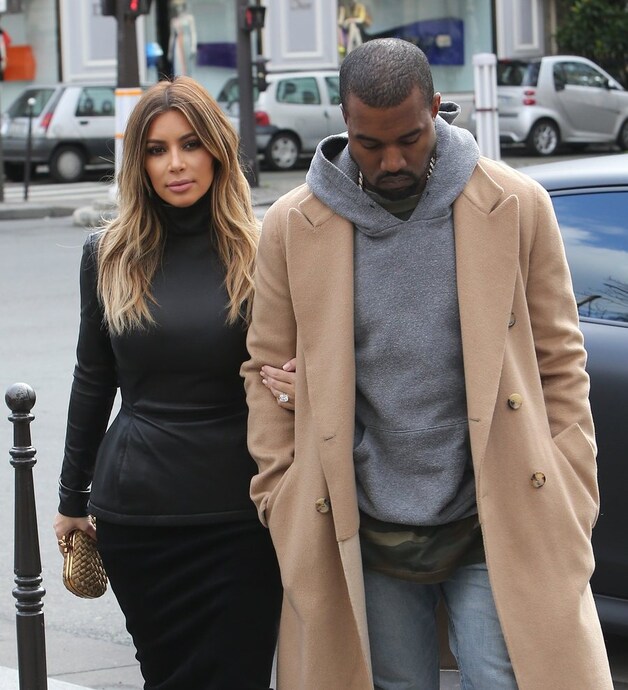 Kim Kardashian en Kanye West in Parijs.