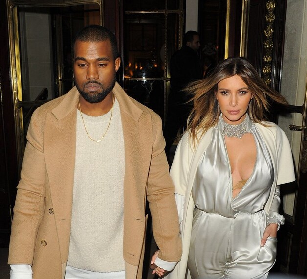 Kim Kardashian en Kanye West in Parijs.