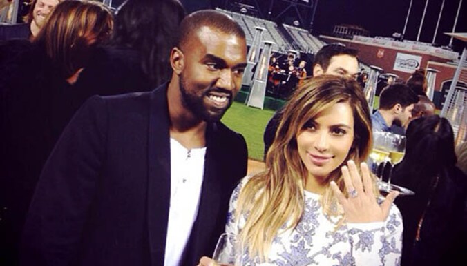 Kanye en Kim net na hun verloving.