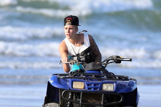 Justin Bieber tijdens de opnames van een nieuwe videoclip in Panama.