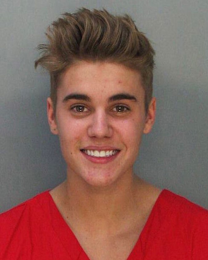 De mugshot van Bieber.