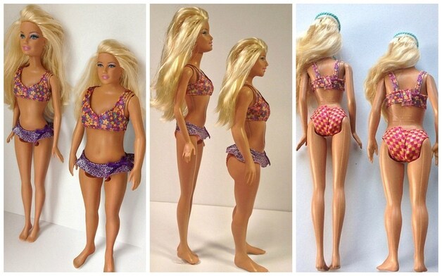 Barbie met de maten van een gemiddelde 19-jarige.