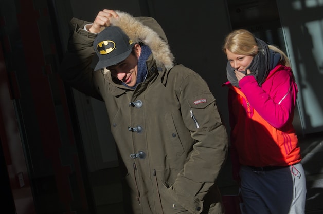 Miriam Gössner en Felix Neureuther vanmorgen na controle in het ziekenhuis