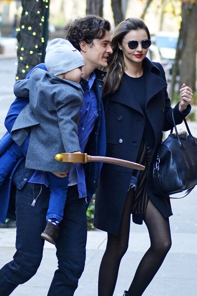 Miranda Kerr met zoontje Flynn en ex-man Orlando Bloom