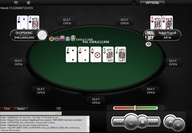 Het final hand, waarmee DrUPSWING net iets meer dan één miljoen dollar binnenhaalde.