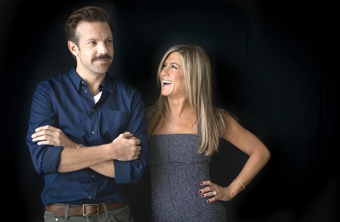Jennifer Aniston met Jason Sudeikis, haar tegenspeler in We're The Millers, de film die afgelopen week in de VS in première ging.