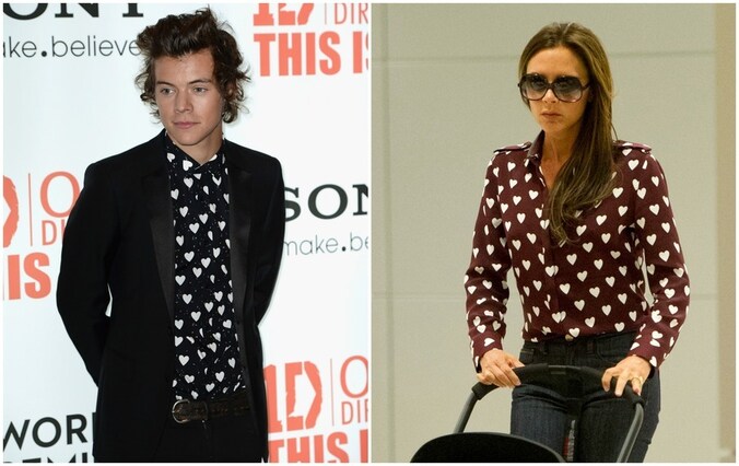 Harry Styles en Victoria Beckham met een gelijkaardig hemdje.