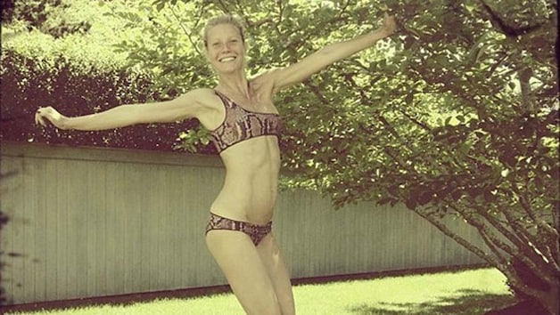Gwyneth Paltrow in een bikini ontworpen door vriendin Stella McCartney.
