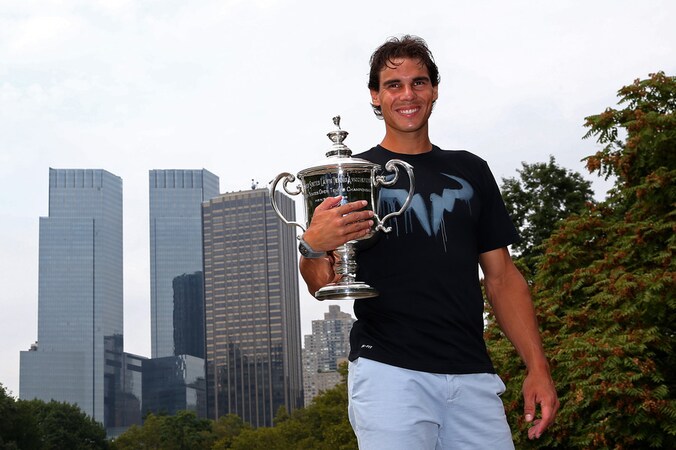 Nadal met de beker van de US Open