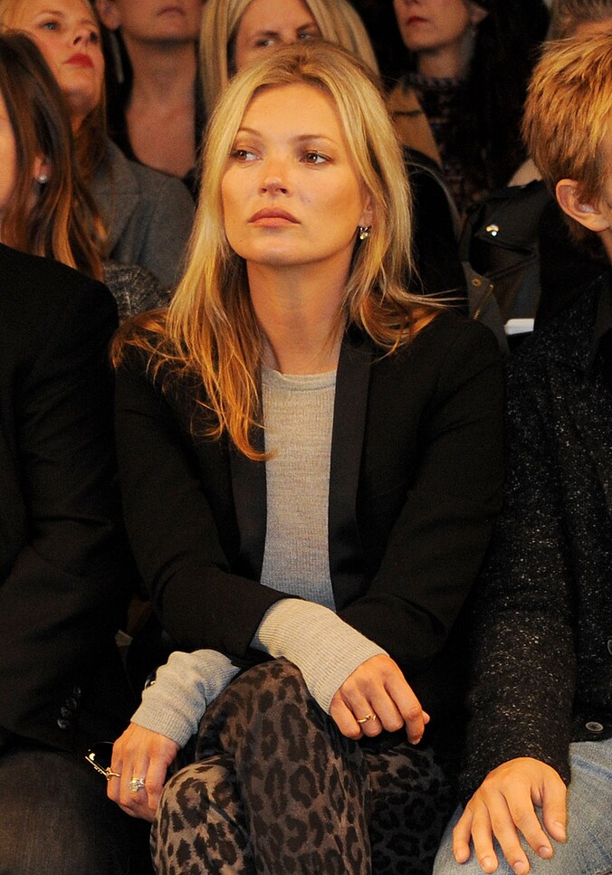 Kate Moss op de catwalkshow van Topshop.