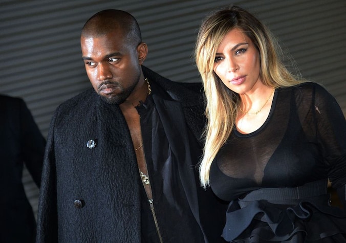 Kanye West en zijn verloofde Kim Kardashian.