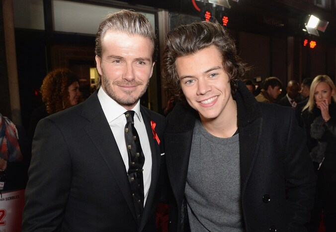 David Beckham en Harry Styles op de rode loper voor de première van 'The Class of 92'.