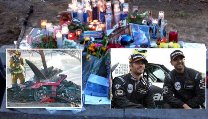 Acteur Paul Walker (rechter inzet links) en zijn race-maatje Roger Rodas (r) kwamen om het leven bij de crash.