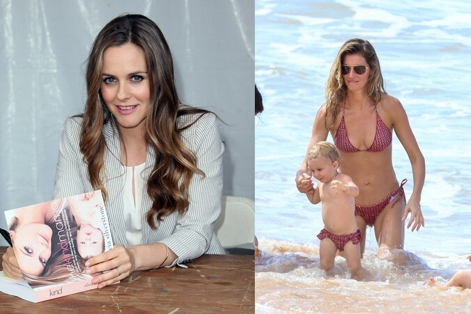 Alicia Silverstone stelt haar boek met advies voor en Gisele Bündchen stoeit met haar dochter.