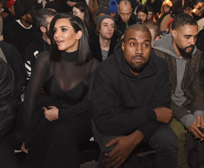 Kim Kardashian en Kanye West tijdens de New York Fashion Week.