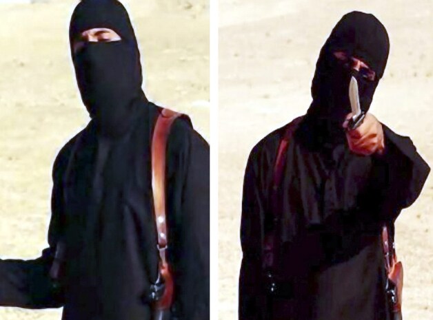 Beeld van Mohammed Enzawi, die als Jihadi John uitgroeide tot het uithangbord van IS dankzij de gruwelijke filmpjes waarin hij als gemaskerde beul mensen onthoofdt.