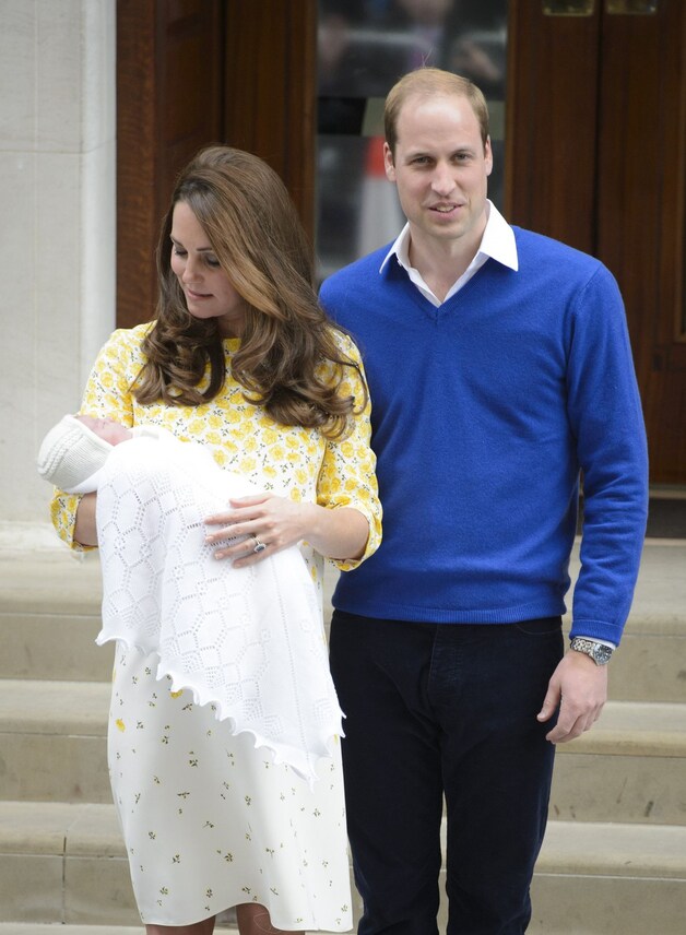 Kate Middleton, prins William en baby Charlotte.