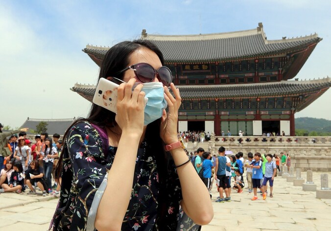 Een toerist in Zuid-Korea