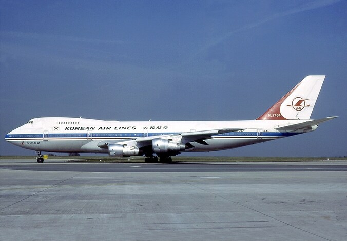 De door de Sovjets neergeschoten Boeing 747 van Korean Airlines.