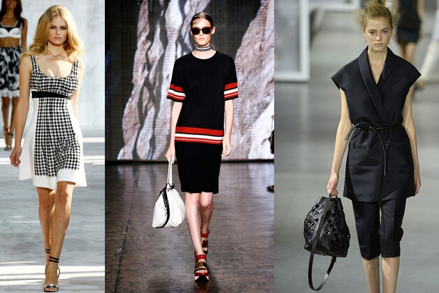 Ruitjespatroon bij Diane von Furstenberg, normcore bij DKNY en de emmerhandtas bij 3.1 Phillip Lim.