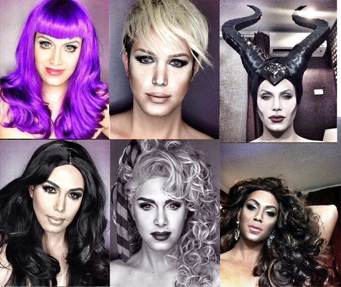 Paolo Ballesteros als Katy Perry, Jennifer Lawrence, Angelina Jolie, Kim Kardashian, Madonna en Beyoncé.