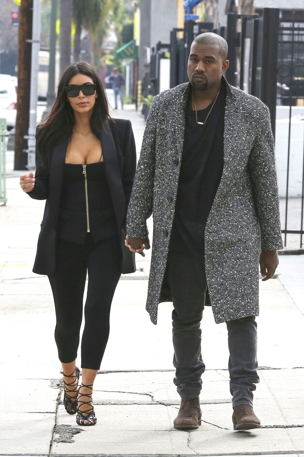 De kleine Kim Kardashian en haar man Kanye West.