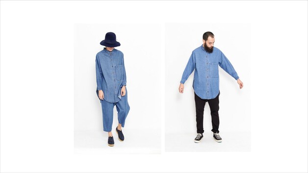Uniseks oversized jeans shirt
