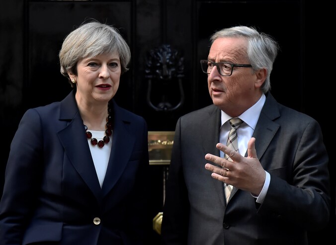 Premier van Groot-Brittannië Theresa May en Europese Commissievoorzitter Jean-Claude Juncker